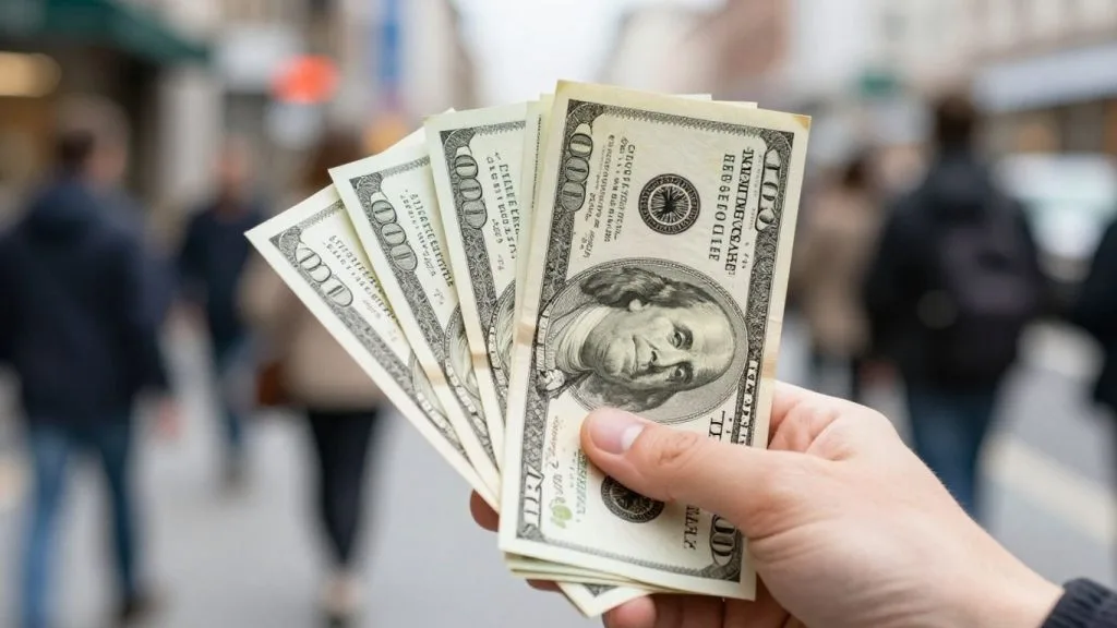 Hand holding cash, fast loan options