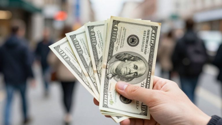 Hand holding cash, fast loan options