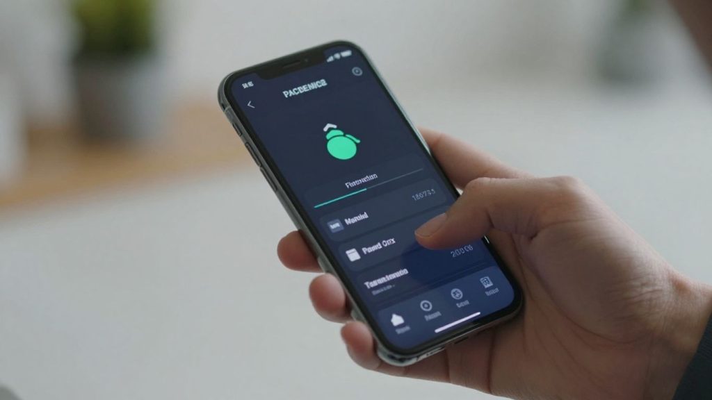 Hand holding phone with online payment options