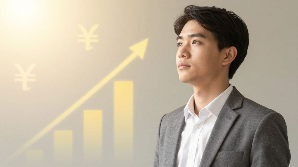 Young professional looking towards a bright financial future.