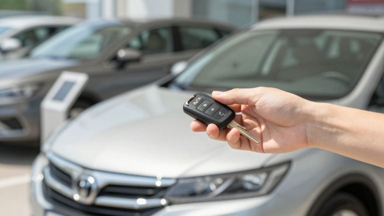 Person holding car keys, ready to drive away.