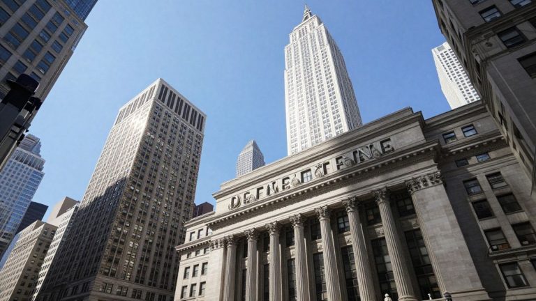 New York City skyline with Department of Finance building.