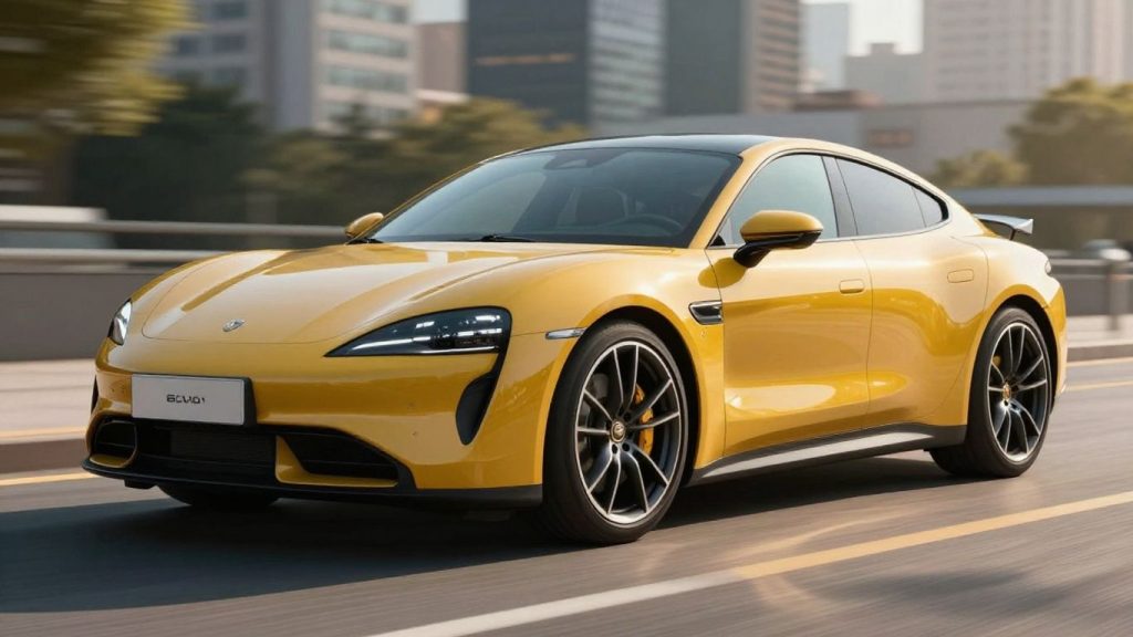 Dream car with cityscape background.