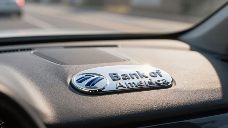 Bank of America logo on a car dashboard.