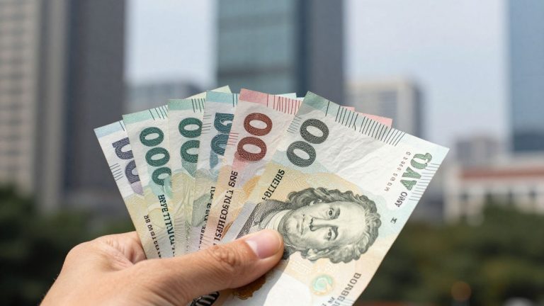 Money and city skyline