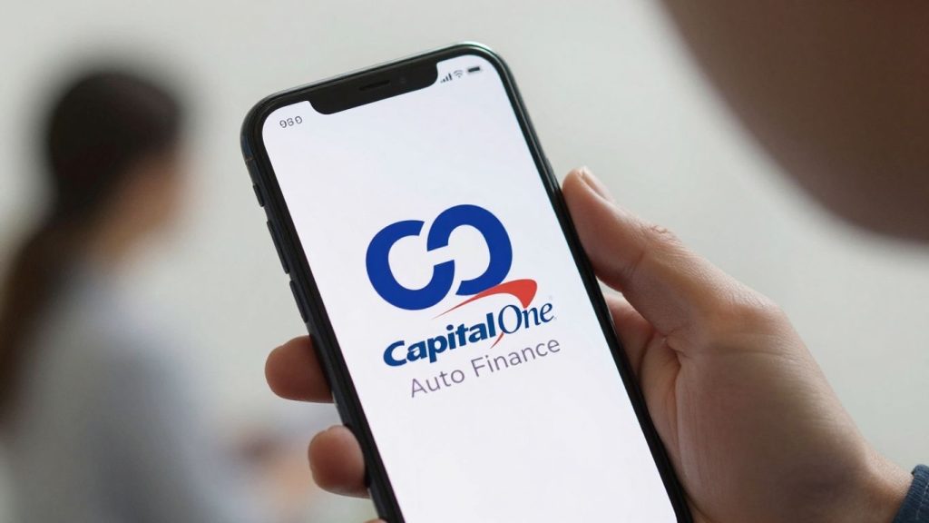 Capital One Auto Finance contact information on a smartphone.