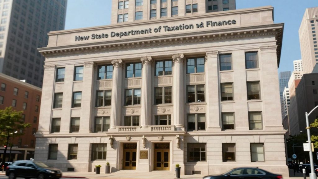 New York State Department of Taxation and Finance building exterior.