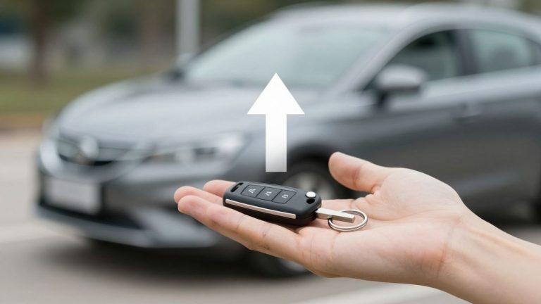 Person holding car keys, symbolizing savings.