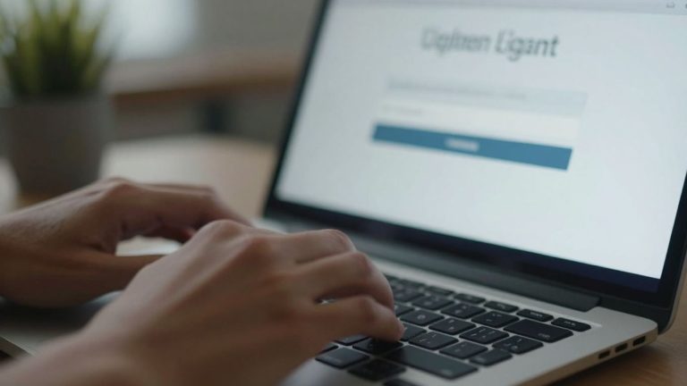 Person logging into SBA disaster loan account on laptop.