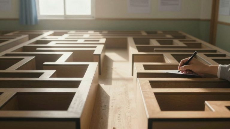 Student looking at FAFSA loan forgiveness options maze.