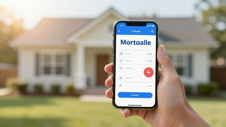 Mortgage loan calculator on a smartphone screen.