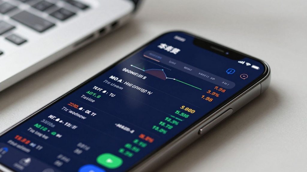 Smartphone displaying financial data on a watchlist.