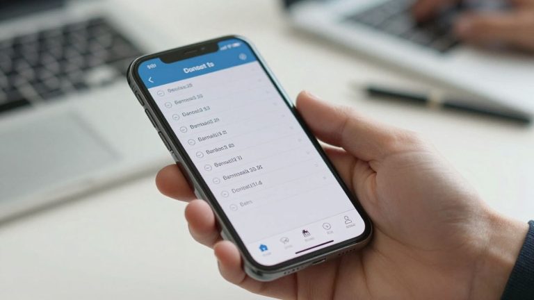 Hand holding phone with student loan contact information.