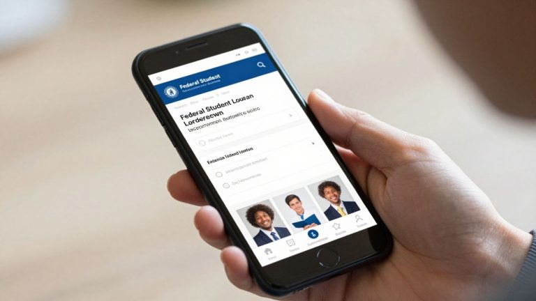 Federal student loan login screen on a smartphone.