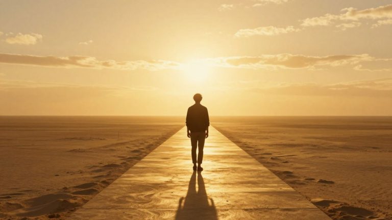 Path to financial future with bright light.