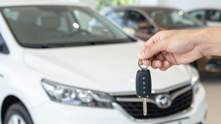 Used car with keys, finance concept.