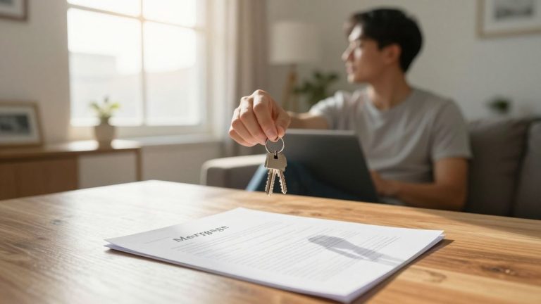 Homeowner with keys in a bright living room.