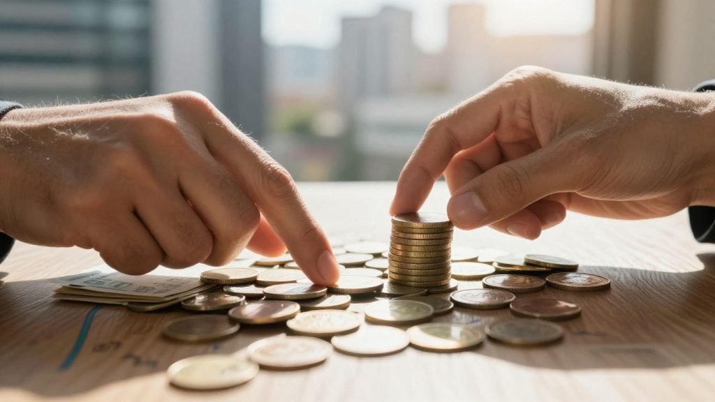 Person reviewing student loan repayment options with financial symbols.