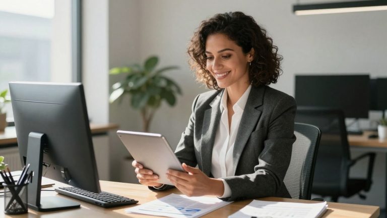 Woman business owner with SBA loan information.